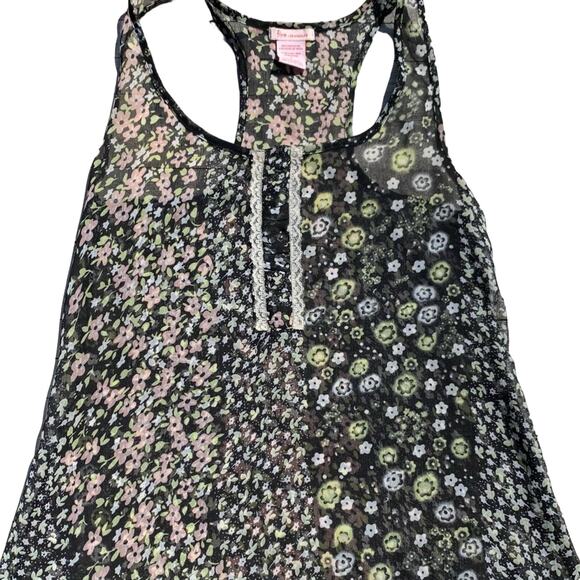 Fire Los Angeles Black Sheer Floral Top Size Small - Picture 1 of 7